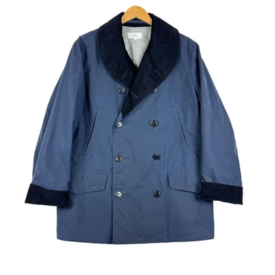 Jack Spade Copeland Waxed Pea Coat Men's Large Blue Corduroy Double Breasted - Image 1 of 4