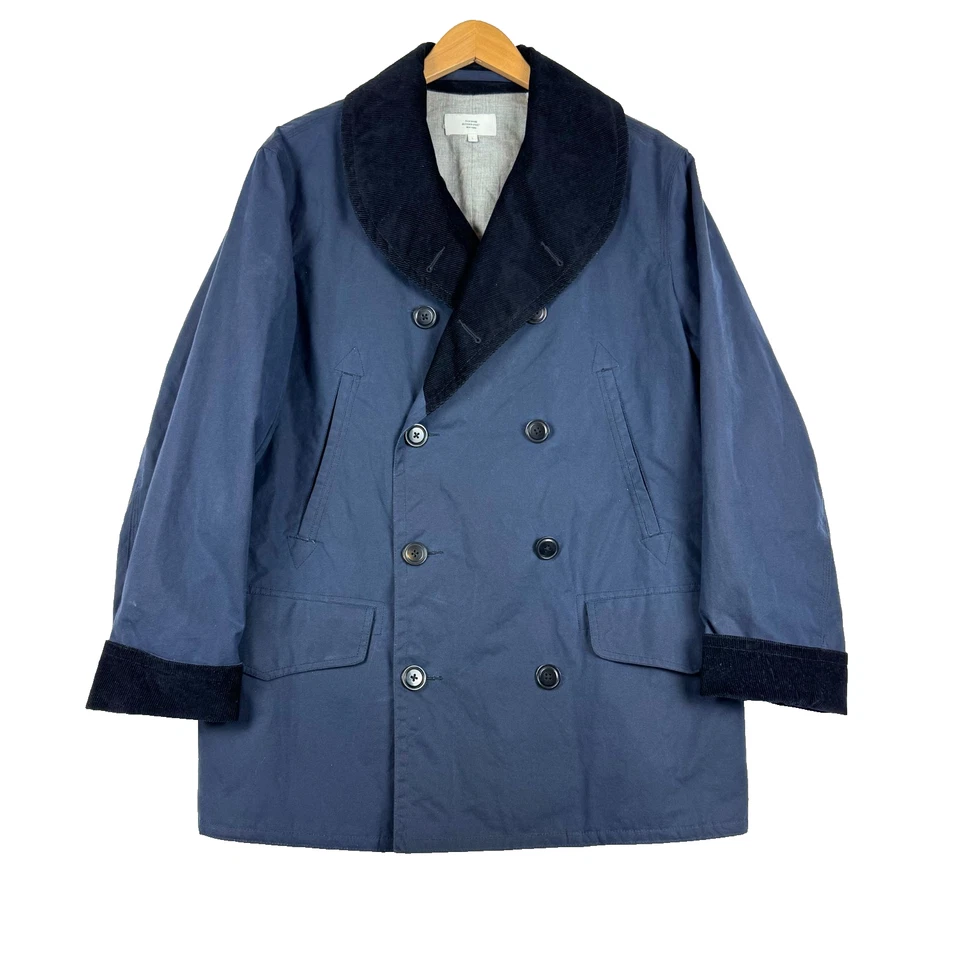 Jack Spade Copeland Waxed Pea Coat Men's Large Blue Corduroy Double Breasted - Image 1 of 4