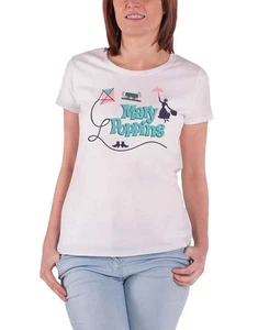 Disney Mary Poppins T Shirt Logo Nuovo Ufficiale Donna Skinny Fit Bianca Size 10 - Picture 1 of 3