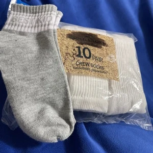 New Kid 3-5 Years white 10 Pack Pair Of Crew Socks Faded Glory, Gray Best Kid - Picture 1 of 6