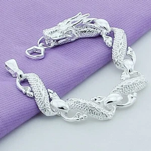 Dragón Plata 925 Cadena Mujer Hombre Pulsera Moda Dije Joyería Boda H036 - Imagen 1 de 4