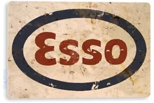 Insegna gasolio Esso, stazione di servizio, garage, negozio auto, rustica, retrò insegna di latta B815 - Foto 1 di 3