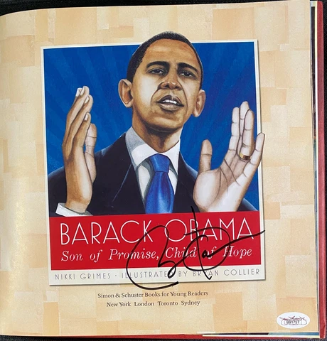 VERY RARE! BARACK OBAMA PERFECTLY SIGNED BOOK PHOTO - WITH JSA LETTER. - RARE! Cover
