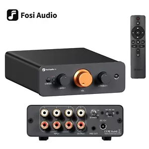 Fosi Audio P4 Minivorverstärker, 3 RCA-Eingänge 3-stufiger Bass- und Höhenregler - Bild 1 von 9