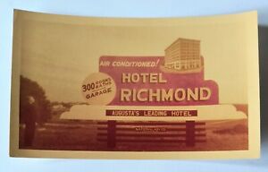 Hotel Richmond 1947 Photo of Roadside Advertisement Sign Augusta Georgia C9