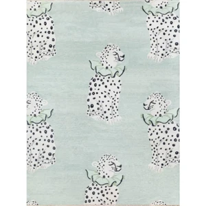 Leopard Light Blue Soft Oushak Rug For best Area Rug/Bedroom Rug/Any Room Rug. - Picture 1 of 5