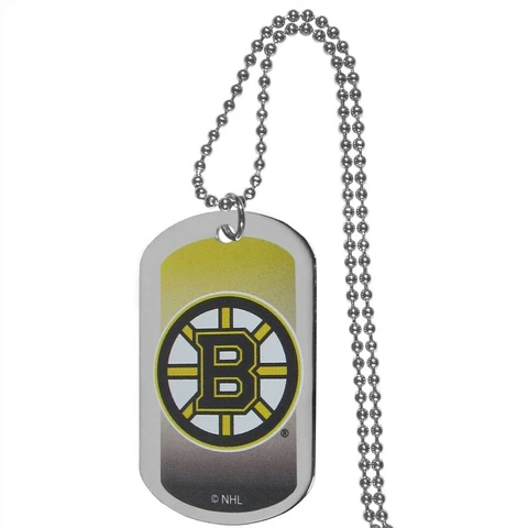 Boston Bruins Dog Tag Necklace NHL Fan Neck Ball Chain Hockey Sports Fan Team Cover