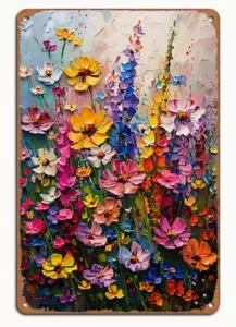 ARTE METÁLICO-Boquet Floral Metal Colgante de Pared, Arte, Decoración para Hogar 8x12" - Imagen 1 de 2