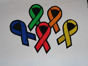 Awareness Ribbon Iron-On Embroidered Applique/ Patch- Many Colors! Add a Name! - Picture 1 of 14