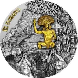 2020 El Dorado 2 oz Antique Finish Silver Coin Niue - Picture 1 of 3