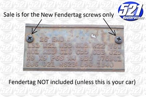 Fender Tag Fendertag Screws Fits RoadRunner Charger Cuda Challenger Dart Duster - Imagen 1 de 4