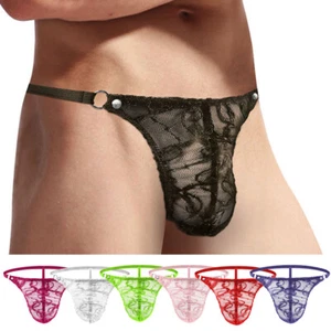 Men Lace Sexy Thong G-String Briefs Sissy Panties Underwear Lingerie Knickers UK - Picture 1 of 97