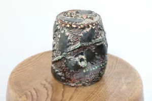 ANCIEN POT A TABAC EN TERRE CUITE, RARE , FEUILLE DE HOUX - Imagen 1 de 7