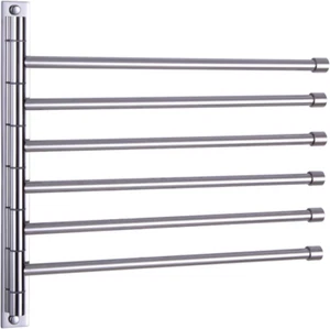 Bathroom Swing Arm Towel Bars Wall Mount Bath Towel Rack with 6 Arms Hanger Towe - Picture 1 of 8