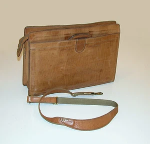 Hartmann 16" Belting Leather Retractable Handles Lawyer Briefcase File Bag - Tan - Picture 1 of 10