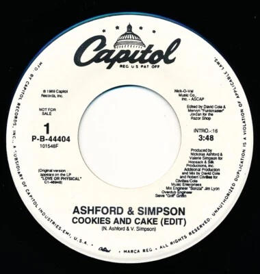 ASHFORD & SIMPSON - COOKIES AND CAKE  - CAPITOL P-B-44404 - 45 Record NM - Image 1 of 2