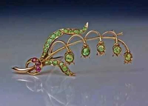 2Ct Round Cut Green Peridot Womens Lab Created Brooch Pin 14k Rose Gold Plated - Picture 1 of 7