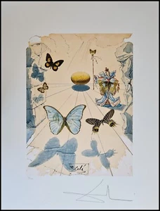 SALVADOR DALÍ * Mariposas * 65 x 50 cm * Litografía firmada * limitada # 52/1000 - Imagen 1 de 8
