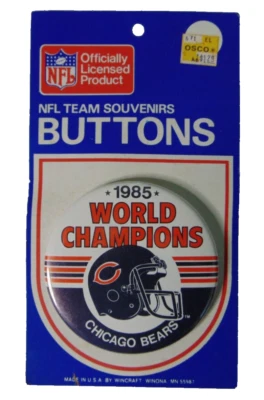 Chicago Bears 1985 World Champions Super Bowl XX Pin Back Button 3 1/2" New - Image 1 of 4