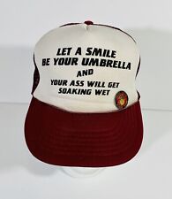 Vintage Snapback Trucker Hat Let A Smile Be Your Umbrella Marine Corps Pin Red