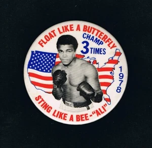 RARE large 1978 MUHAMMAD ALI boxing pinback button boxer pin CASSIUS CLAY - Foto 1 di 1