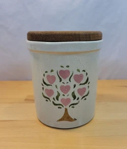 Vaso de cocina vintage RRP Co. Roseville Ohio 1 cuarto de galón de altura corazón árbol campo - Imagen 1 de 11