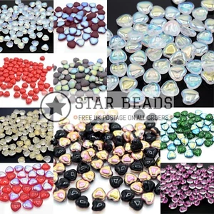 CZECH PRESSED GLASS HEART BEADS 6MM,8MM,10MM,12MM - PICK COLOUR & SIZE - Picture 1 of 27