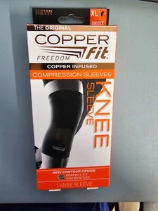 Copper Fit Freedom Copper Infused Compression Knee Sleeve - Size XL - Black - Picture 1 of 1