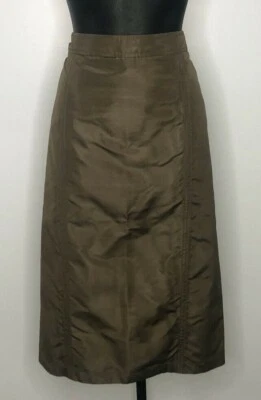 Falda Carolina Herrera New York Marrón Seda Talla 14 Nueva Con Etiquetas Foto 1 de 4
