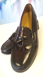  Cole Haan Mens 11.5 D Burgundy Leather Loafers Tassel Dress Shoes EUC - Picture 1 of 9