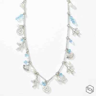 Mares de Verano • Collar • Cristal Piedra de Toque • Swarovski • Conchas • Tono Plata• Foto 1 de 2