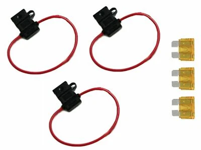 14 Gauge ATC ATO In-Line Fuse Holder Wire 12V Blade Waterproof 3 Pack 5 Amp - Image 1 of 3