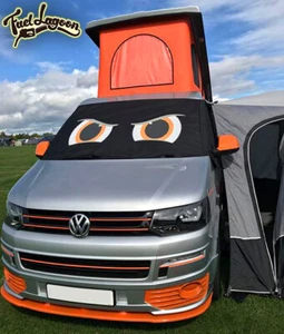 VW T5 Window Screen Cover Black Out Blind Wrap Curtain Frost Orange Eyes Camper - Picture 1 of 11