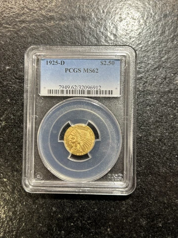1925-D Gold Indian Head Quarter Eagle MS62 PCGS Cover