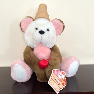 Hallmark Scoops Plush Bear Vintage 1993 Ice Cream Cone on Head Tags Attached - Picture 1 of 1