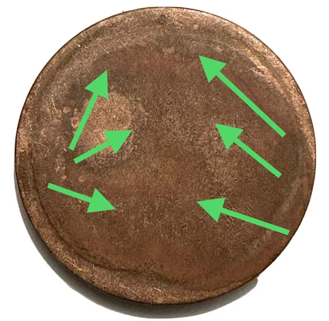1935S Wheat Cent Penny Struck Through Grease Error Cover