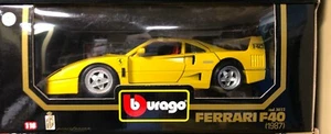 FERRARI F40 GIALLO MODENA YELLOW 1:18 by BURAGO 3022 BRAND NEW IN BOX VINTAGE - Picture 1 of 1