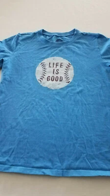 Camiseta manga corta azul de béisbol BOYS LIFE IS GOOD de algodón XL 12-14 Foto 1 de 4