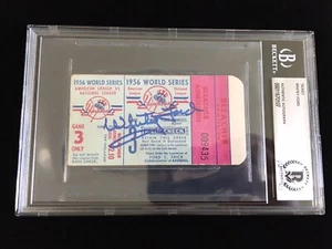 Whitey Ford Signed 1956 World Series Game 3 Ticket Stub BAS Encapsulated - Picture 1 of 4