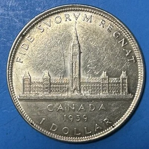 1939 Silver Dollar CANADA $1 DollarlatedKing George VI (#CB-1-1-8) - Imagen 1 de 2