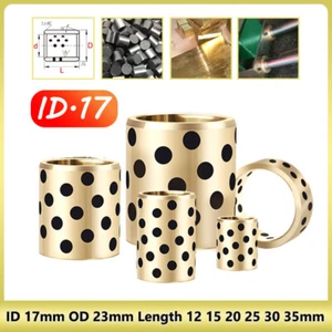Oilless Graphite Brass Linear Bearing Bushing Sleeve Self Lubricating Bore 17mm - Picture 1 of 14