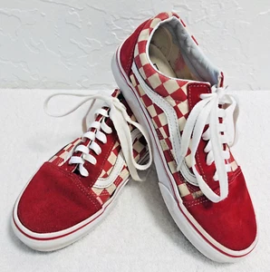 VANS Old Skool Classic #508182 Red Checkered Low Unisex Shoes Men's 5.5 Womens 7 - Picture 1 of 13