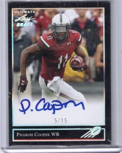 Tarjeta automática Pharoh Cooper 2016 Ulitmate Leaf Draft negra RC #D 5/15 - Imagen 1 de 2