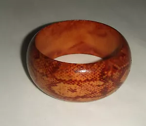 ACCESSOIRES & DAZ ARMBAND AUS HOLZ DURCHMESSER 7.4 CM/ BREITE CM PEAU REPTIL - Picture 1 of 5
