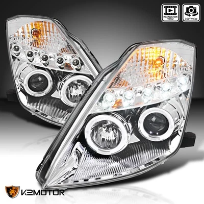 Fits 2003-2005 350Z Clear LED Halo Projector Headlights Lamp Left+Right 03 04 05 - Image 1 of 4