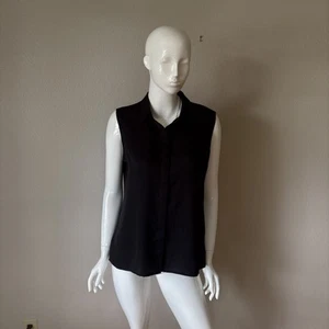 NWT Express Relaxed Portofino Tank Top Size Large Black Sleeveless with Collar - Picture 1 of 13