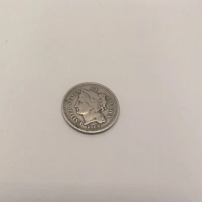 1869 Three Cent Nickel Piece 3C Ungraded US Type Coin - Image 1 of 2