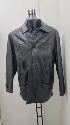 Jacket Coat Man union made Leather Black Sz. XL Cod. AN128 - Image 1 of 4