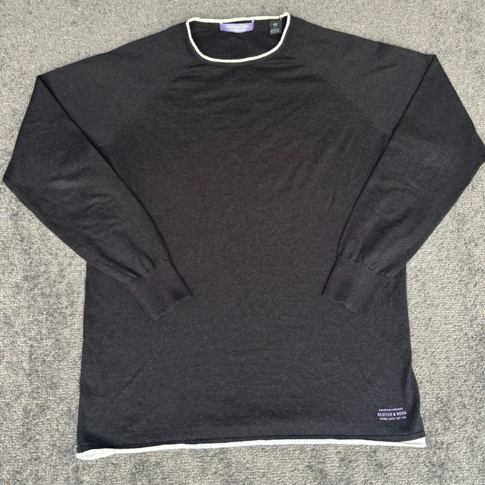 Scotch & Soda Men's Sweater Large Black Cotton Crew Neck Long Sleeve Pullover - Image 1 of 4