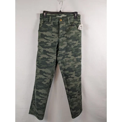 Pantalones de mezclilla recortados de hilo universal estampado camuflaje tiro alto rectos verdes 00/24 informales Foto 1 de 4